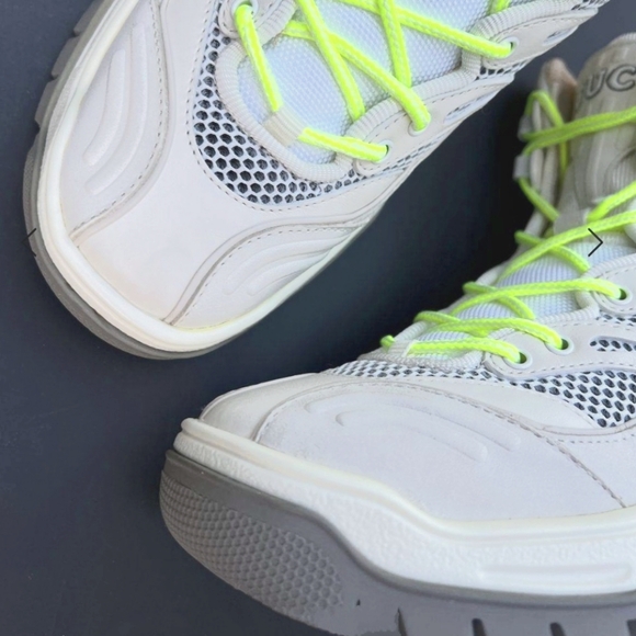 Nwb. Gucci lace up ankle boots,cream/light grey/off white,leather, fabric,rubber - Picture 6 of 10